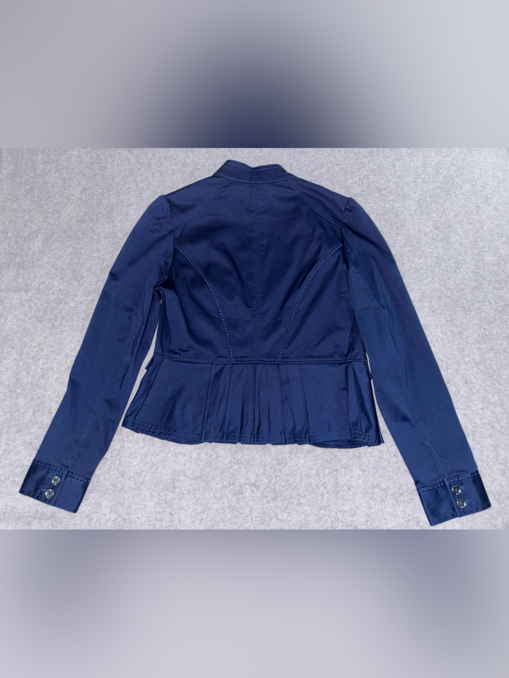White House Black Market Navy Blue Ruffle Peplum Blazer - Picture 2 of 10